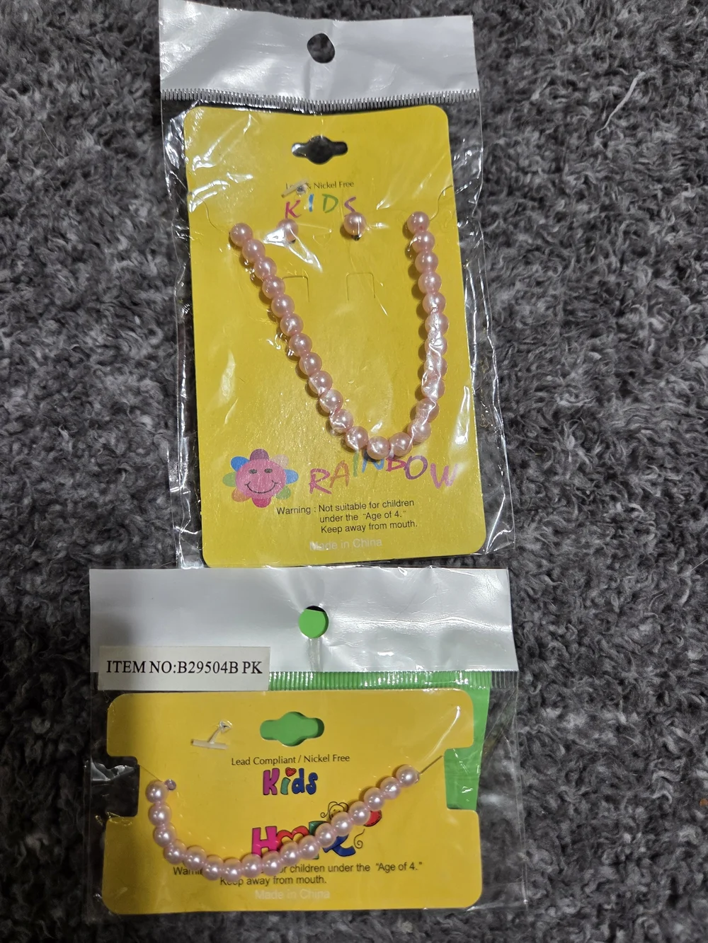 Pink Pearl Necklace and Earring Set W Bracelet